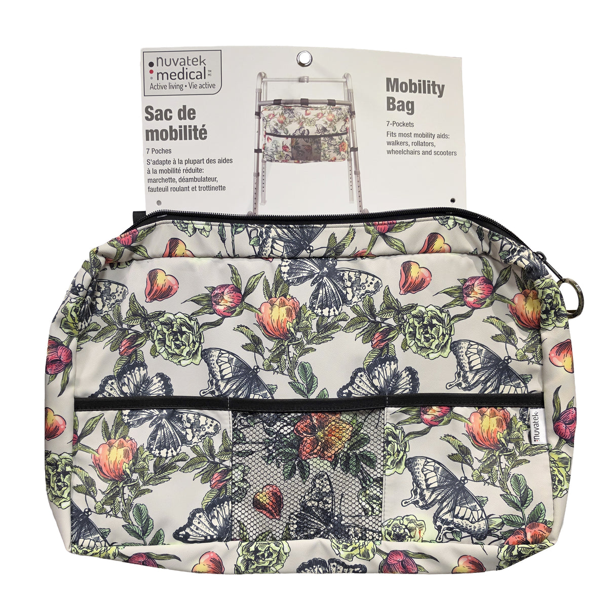 5-Pocket Mobility Aid Organizer Bag for Wheelchairs and Scooters