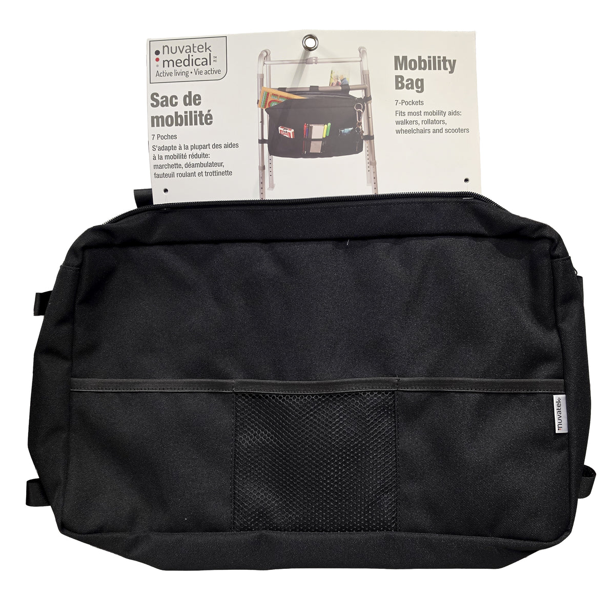 Mobility Aid Bag Carry-All Organizer - Nuvatek Medical Active Living Black