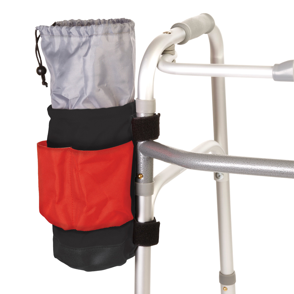 Mobility Aid Multi-Pocket Mini-Tool Caddie with Four Exterior Pockets and Drawstring Closure