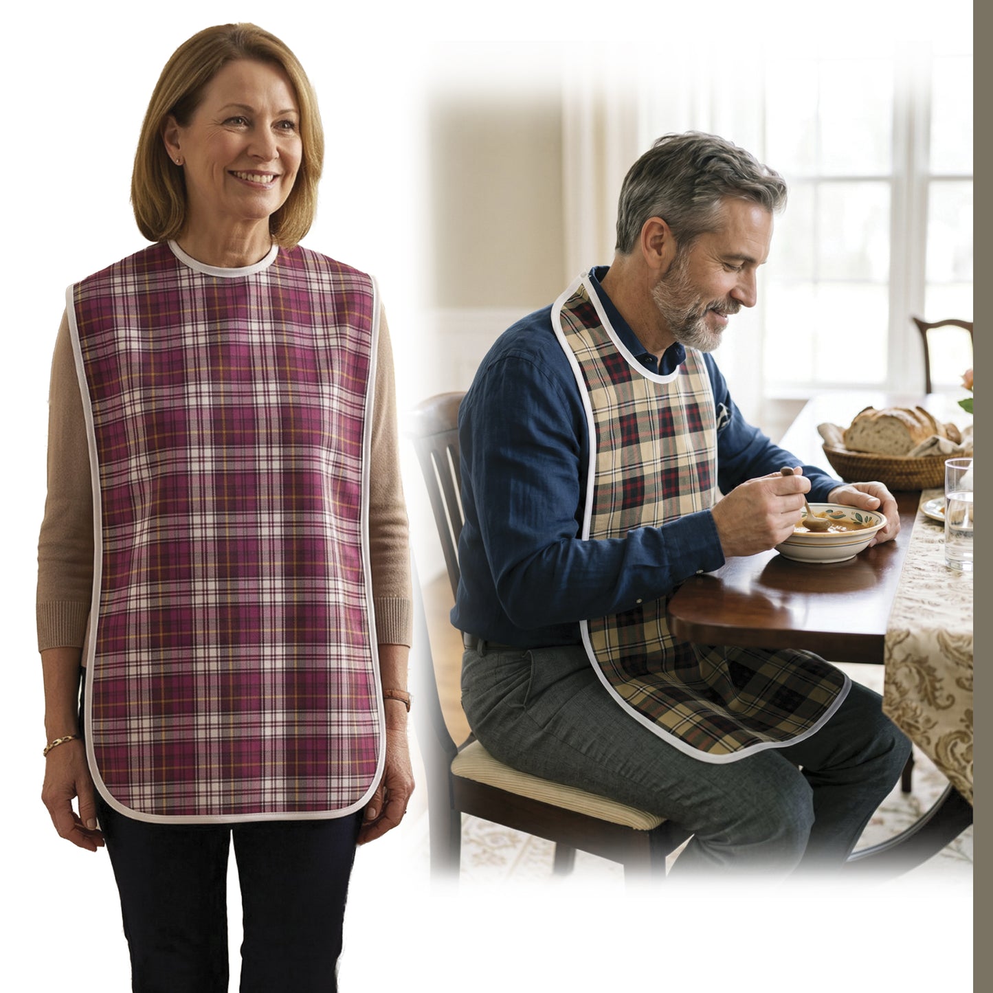 Adult Waterproof Bib | Extra Long Washable Bib with Full Lap Protection