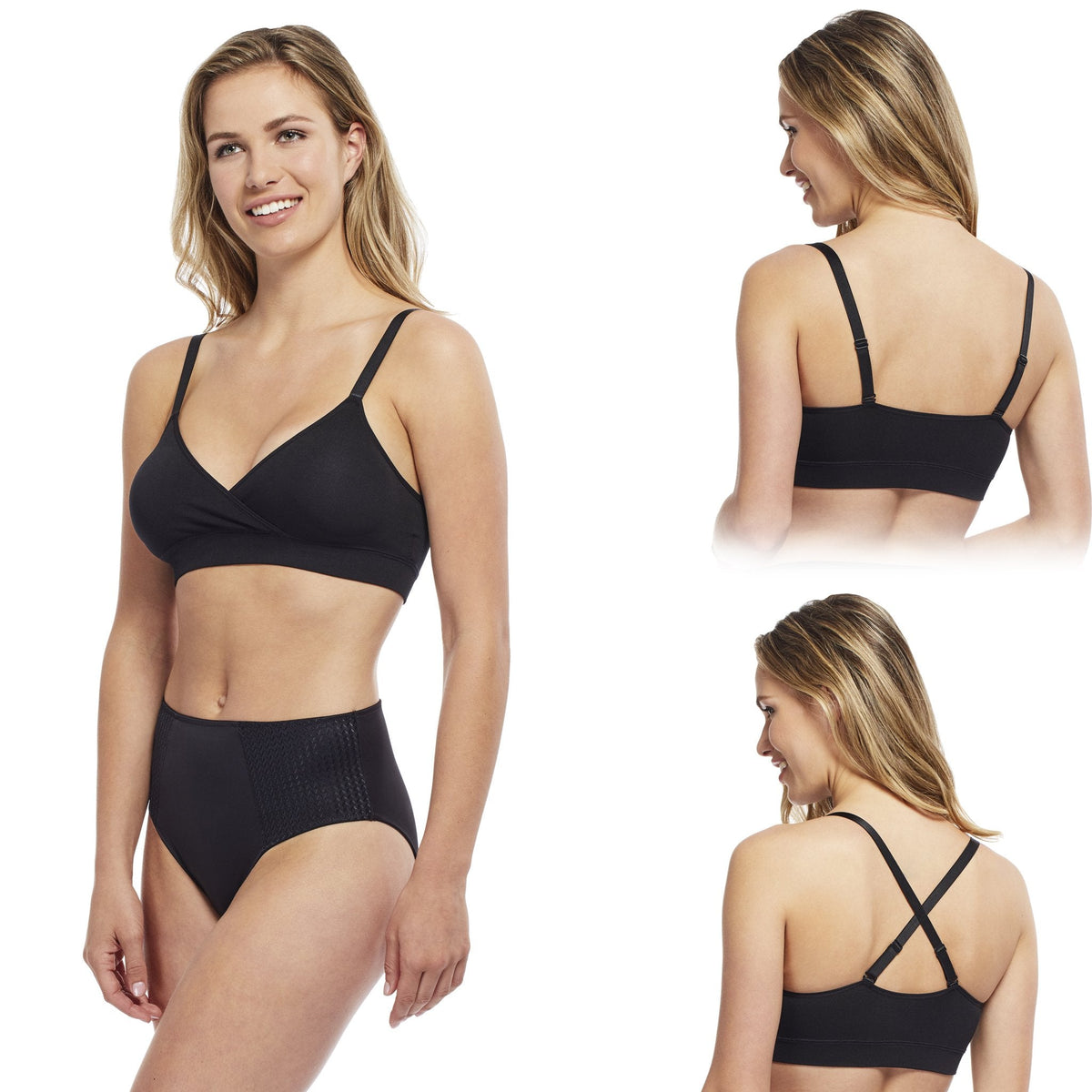 Carole Martin 7215 Padded Crossover Comfort Bra Black