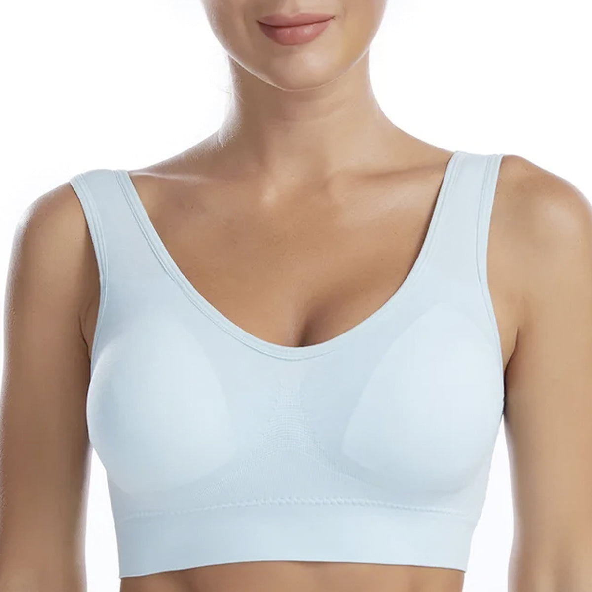 Slip-On Wireless Seamless Padded Bralette Comfort Bra - White