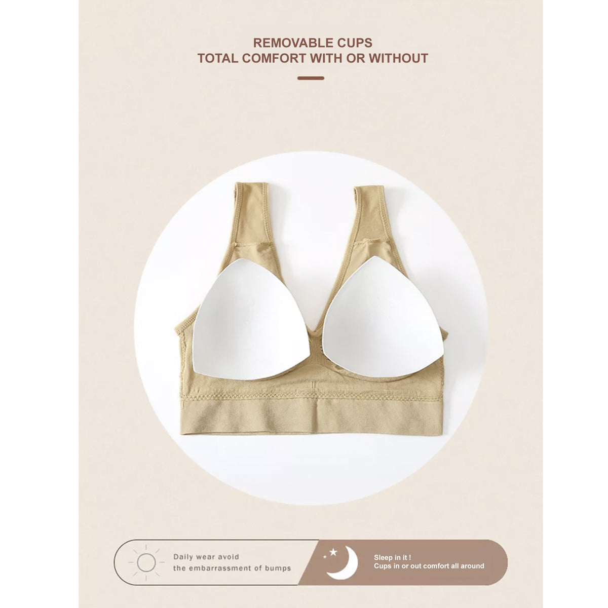 Slip-On Wireless Seamless Padded Bralette Comfort Bra - White