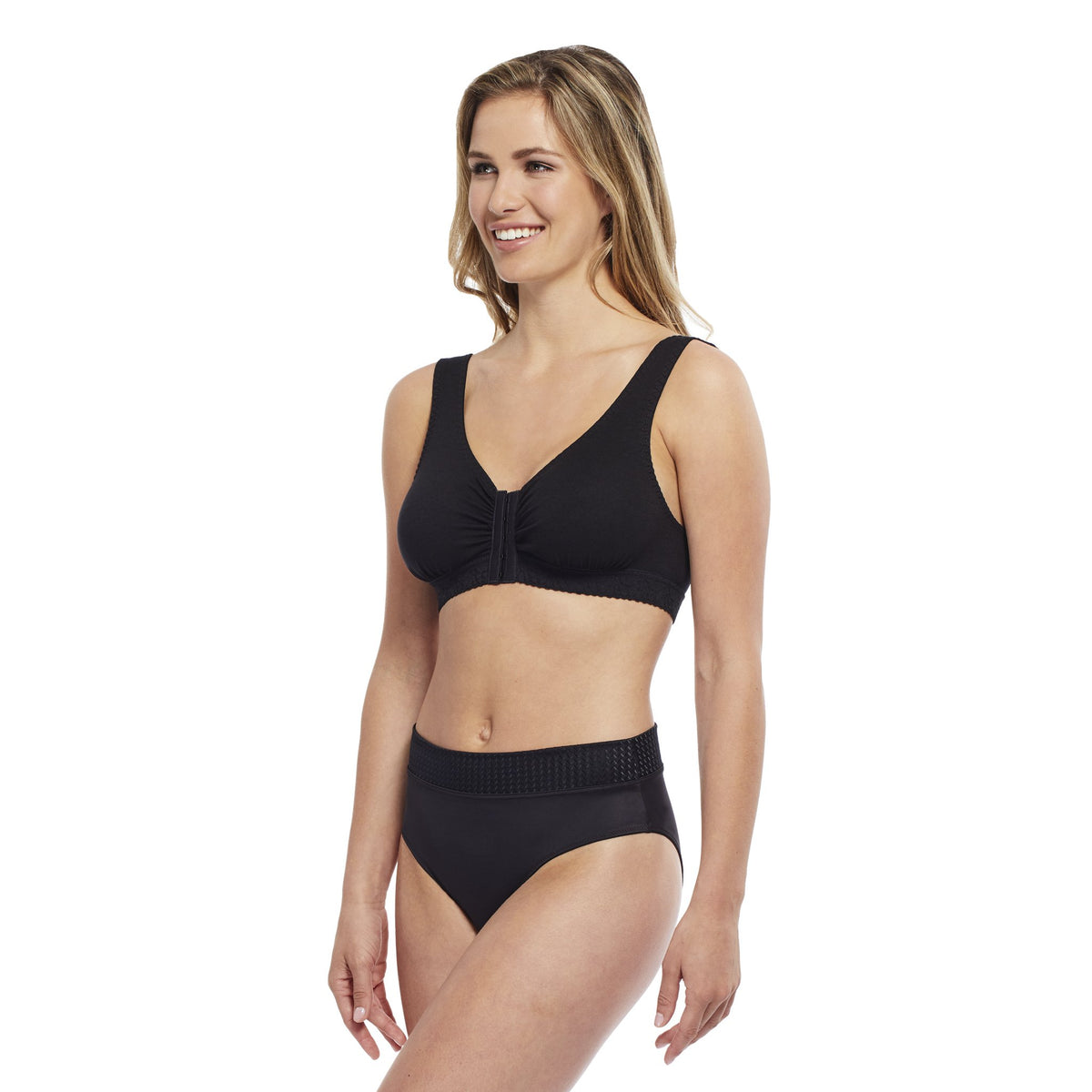 Carole Martin Full Freedom Cotton Front Closure Comfort Bra - Black
