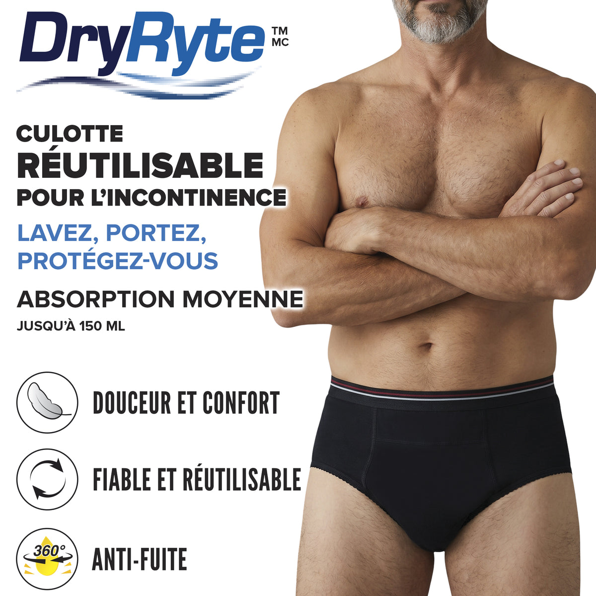 DryRyte Men's Reusable Incontinence Brief