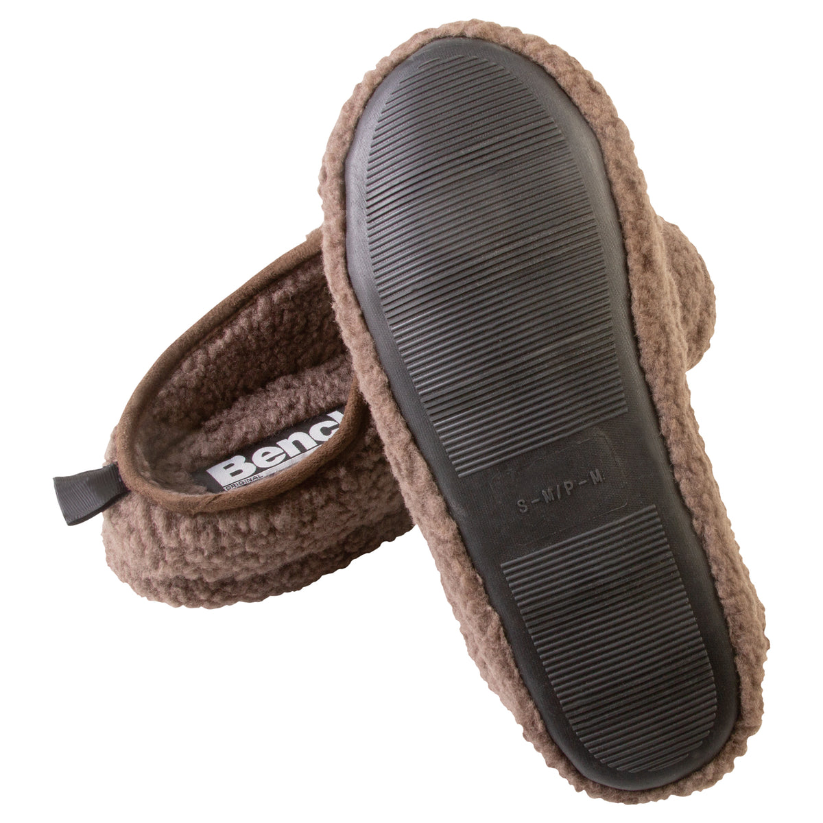 Sherpa Scuff Slip-on Slippers Bench Brand Padded Non-skid Rubber Sole