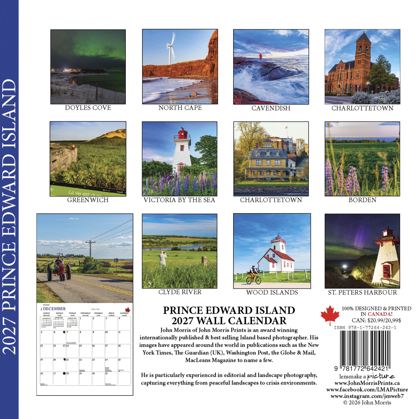 2027 Prince Edward Island Large Wall Calendar featuring PEI landscape photography by John Morris