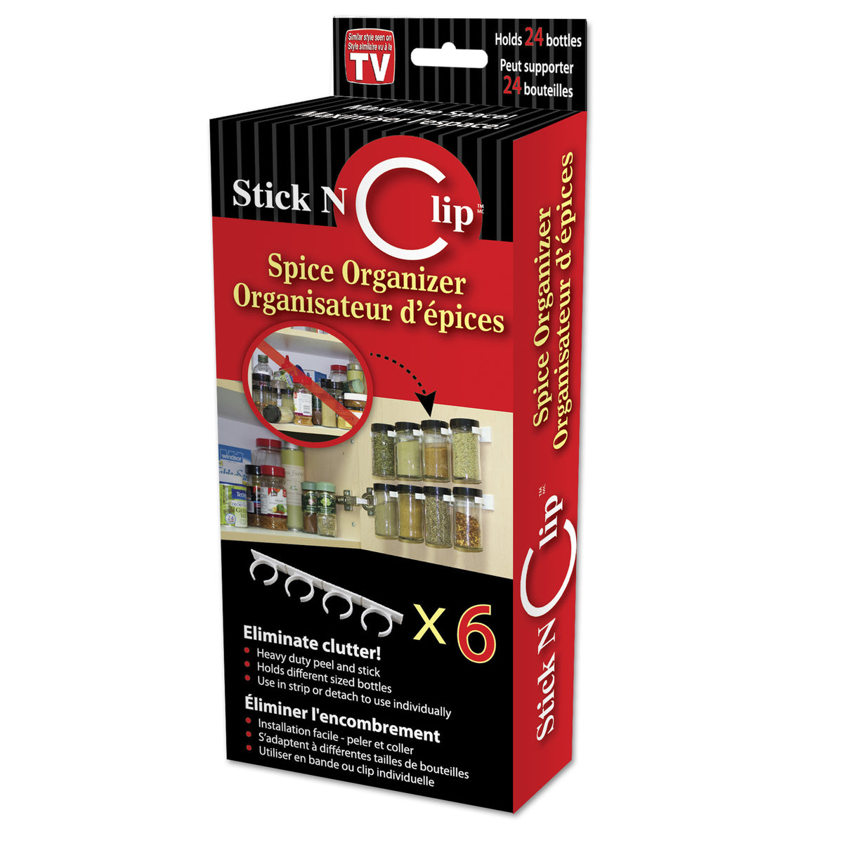 Stick N Clip Peel & Stick Bottle Organizer – 24 Clips - N62135