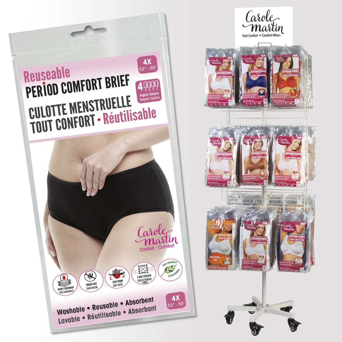 Carole Martin Reusable Leakproof Period Panty Wholesale Rack