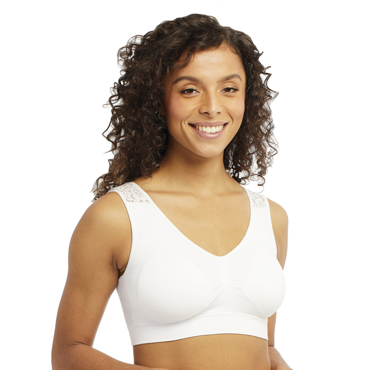 Carole Martin 7228 Padded Lace Strap Slip-On Comfort Bra White
