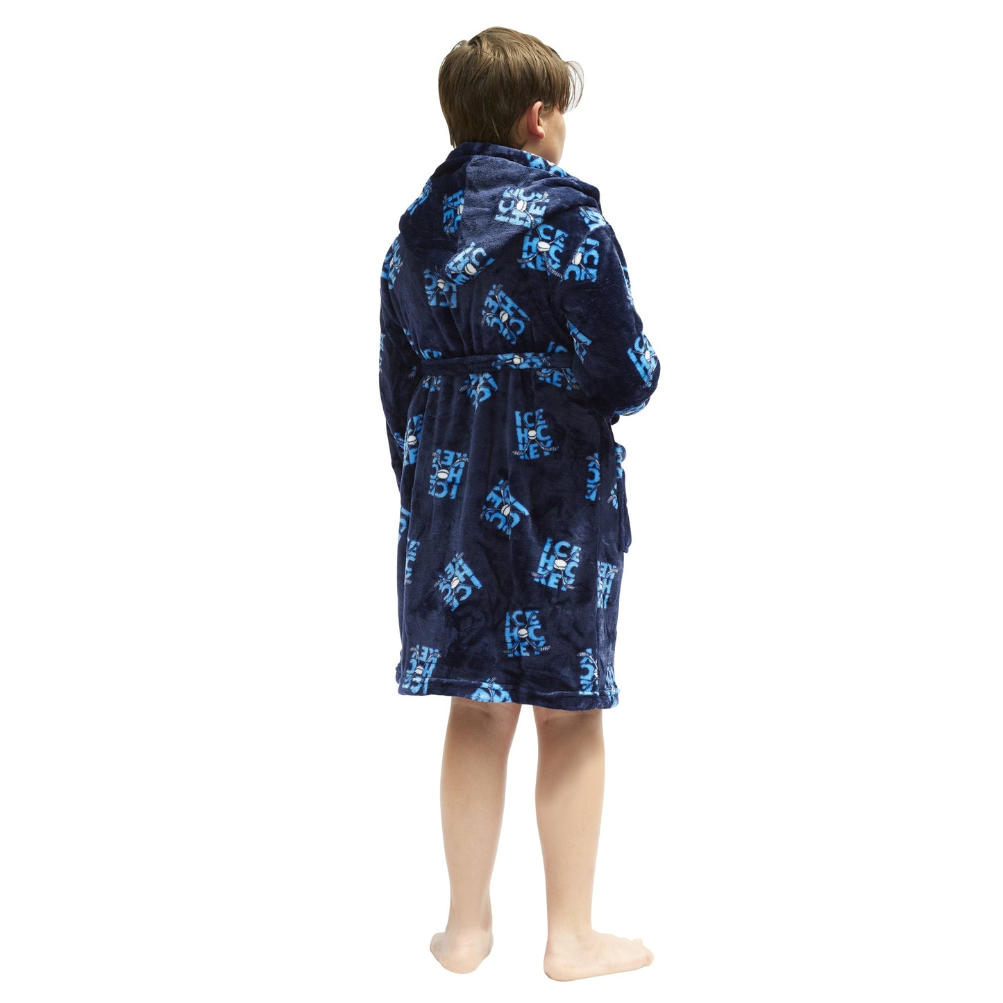 Kids Hooded Hockey Print Robe and Pajama Pant