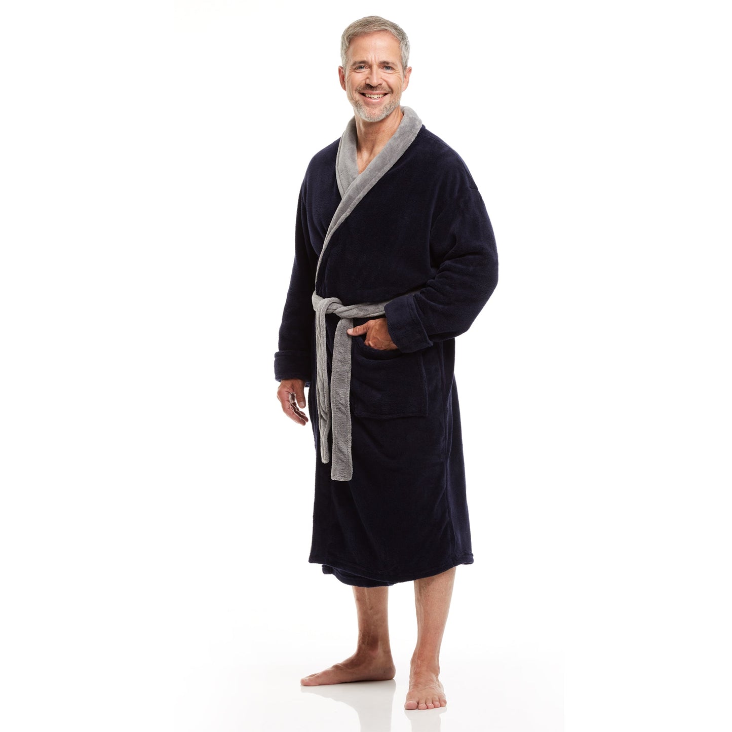 Men Bath Robe Soft Fleece Shawl Collar