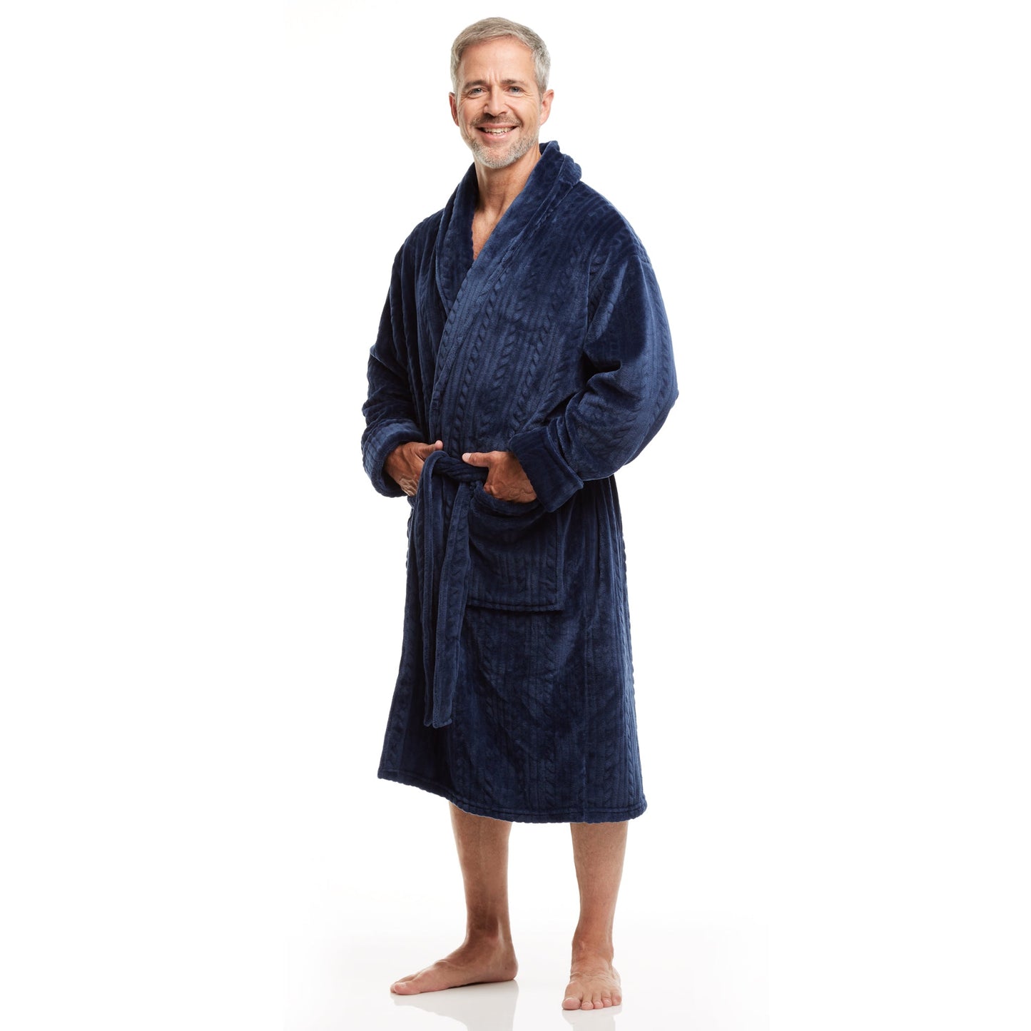 Men Bath Robe Soft Fleece Shawl Collar