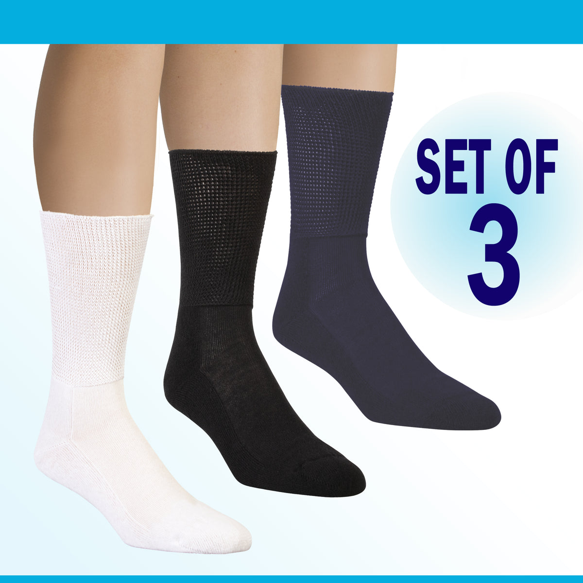 0327 Pressure-Free Seamless Unisex Diabetic Socks - Set of 3