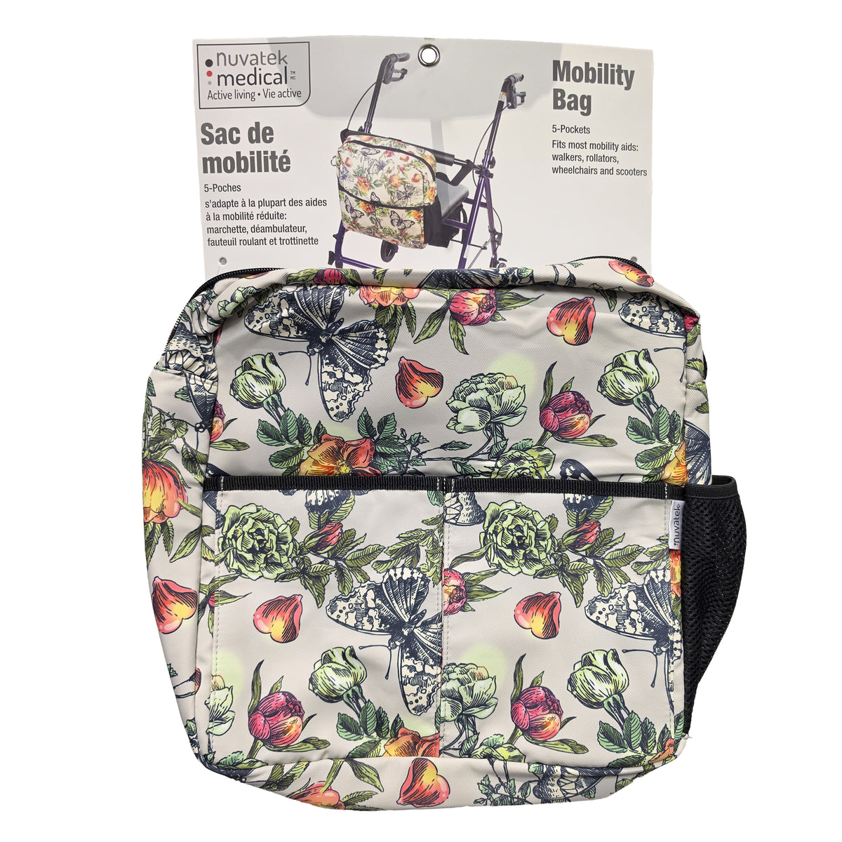 5-Pocket Mobility Aid Organizer Bag for Wheelchairs and Scooters