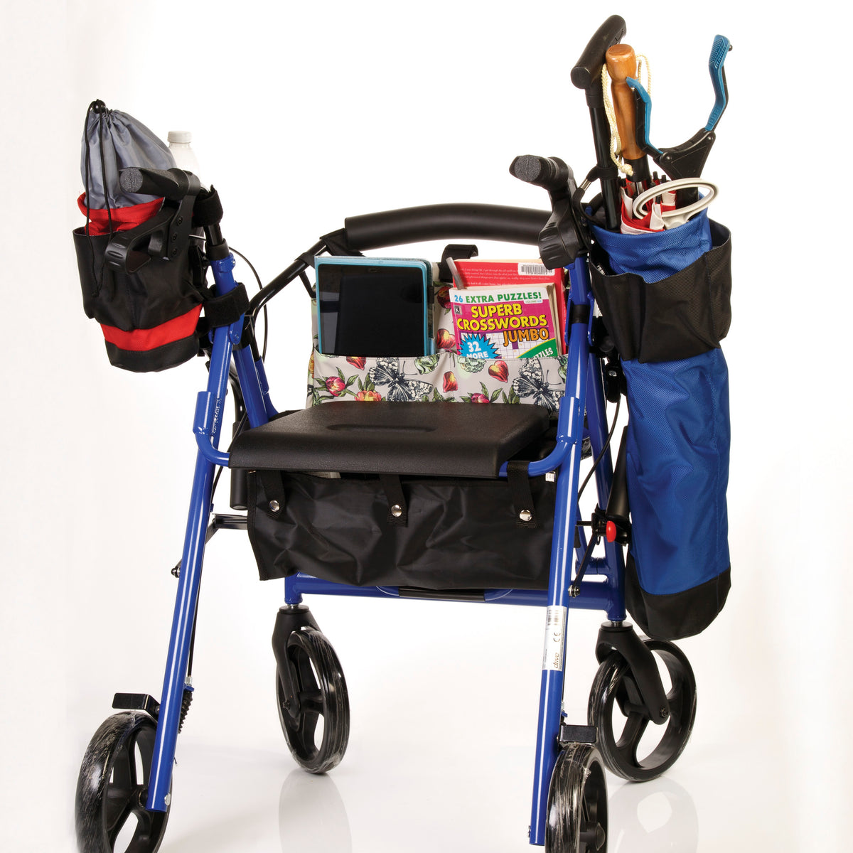 Multi Pocket Organizer 6-Fully-lined pockets For mobility aids: walkers, rollators, wheelchairs and scooters
