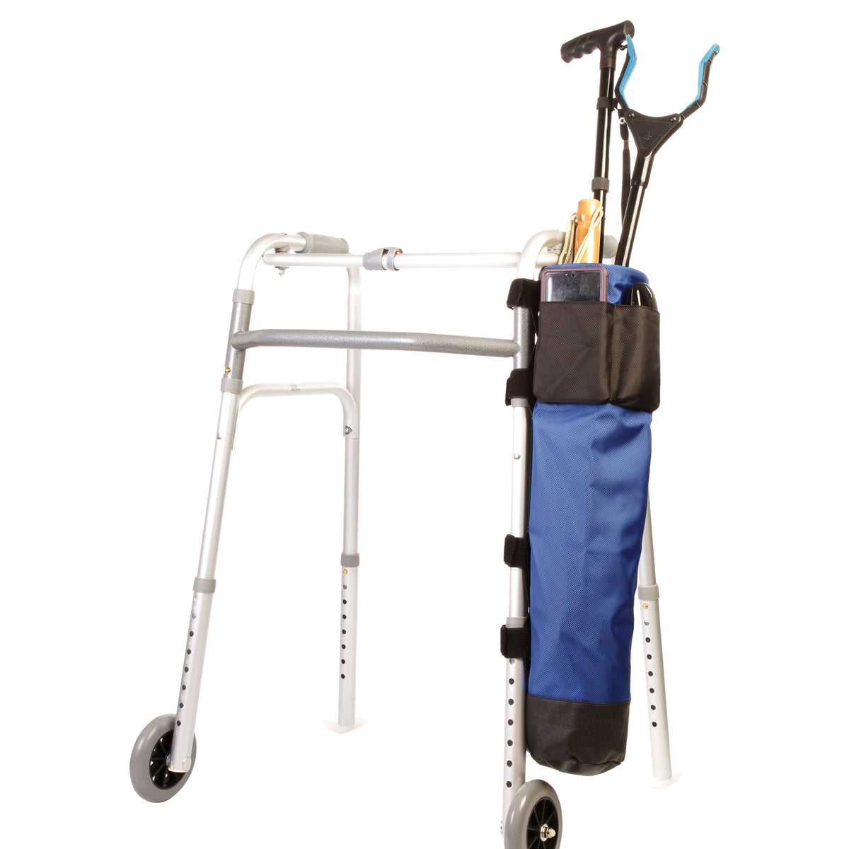 Mobility Aid Multi-Pocket Tool Caddie with Four Exterior Pockets and Velcro Attachments