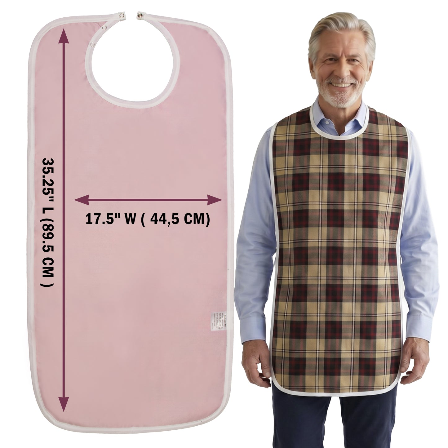 Adult Waterproof Bib | Extra Long Washable Bib with Full Lap Protection