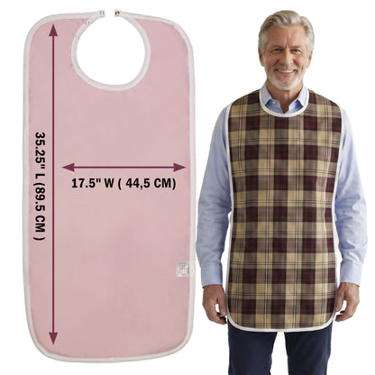 Adult Waterproof Bib | Extra Long Washable Bib with Full Lap Protection