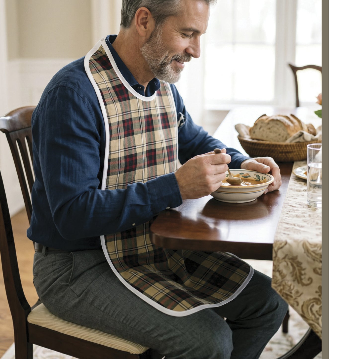 Adult Waterproof Bib | Extra Long Washable Bib with Full Lap Protection