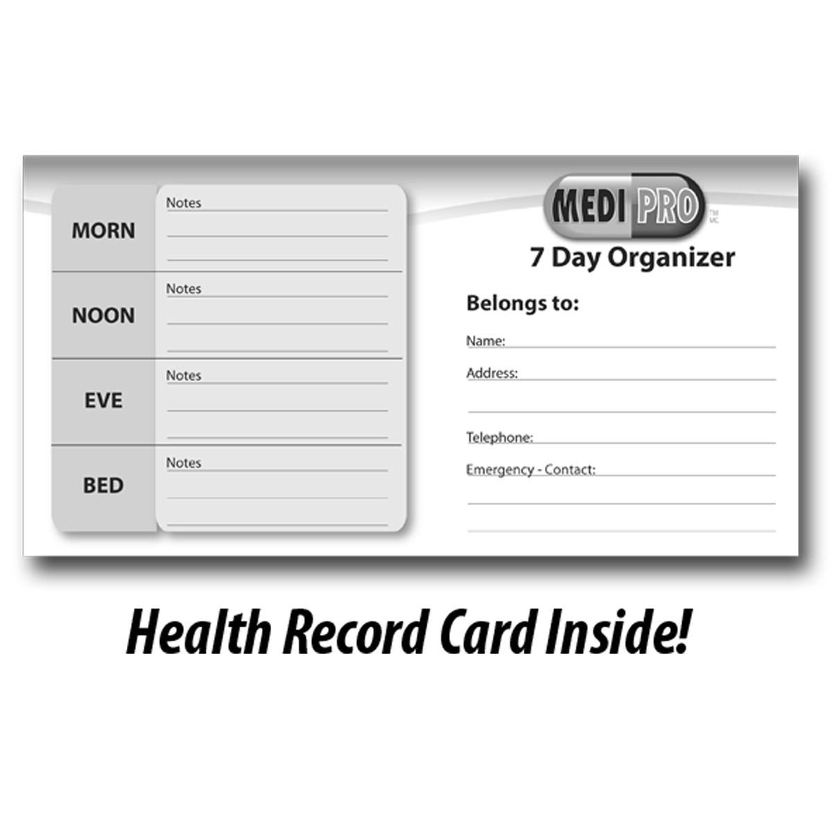 MEDI PRO 7-Day Black Wallet Pill Organizer with 28 Compartments