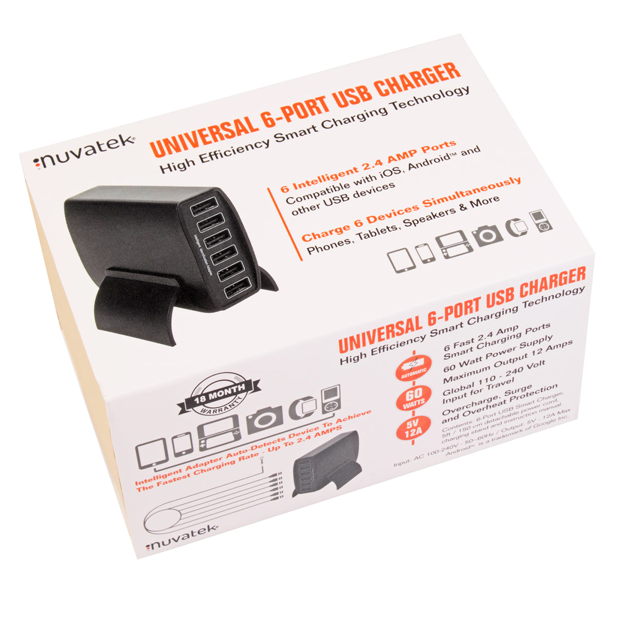 Phone Charger - 6-Port Smart Charger 60 Watts