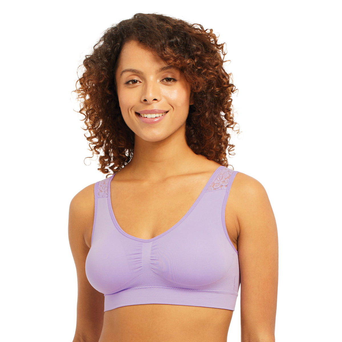 Carole Martin 7228 Padded Lace Strap Slip-On Comfort Bra Lavendar