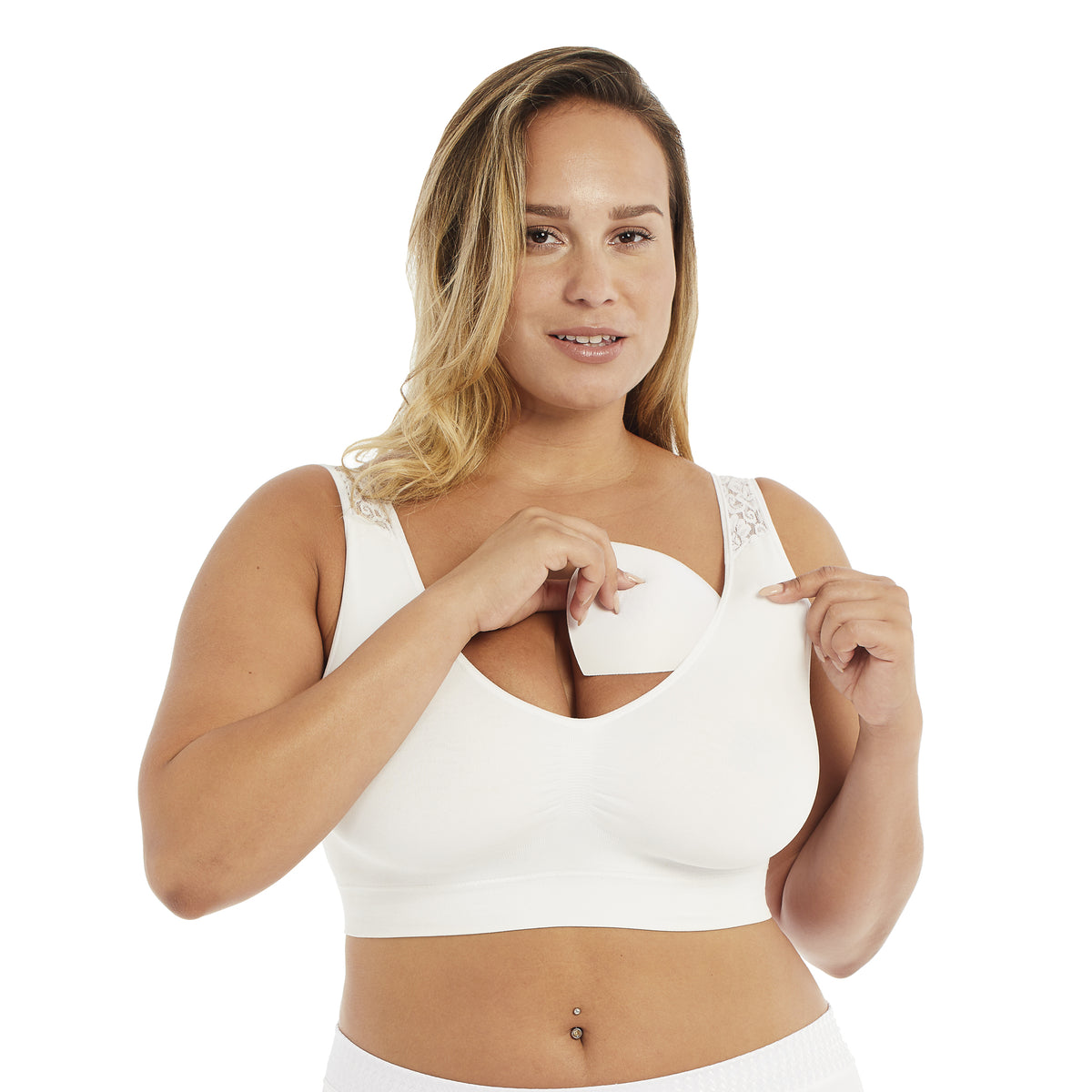 Carole Martin 7228 Padded Lace Strap Slip-On Comfort Bra White