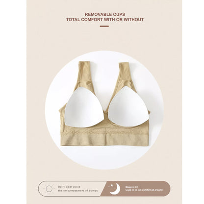 Slip-On Wireless Seamless Padded Bralette Comfort Bra - Removable Pads