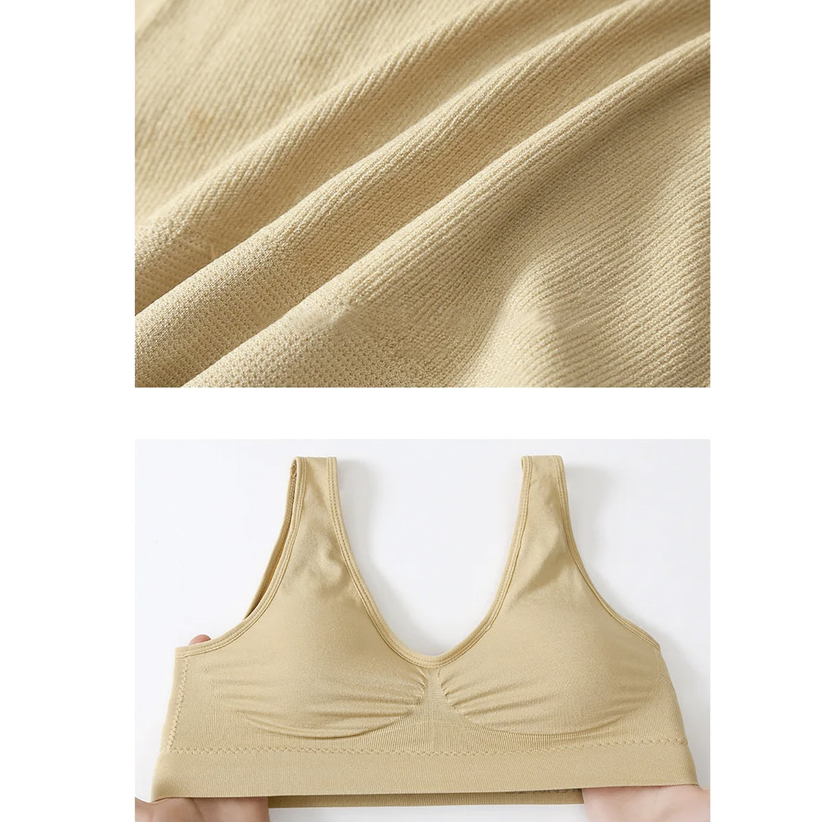 Slip-On Wireless Seamless Padded Bralette Comfort Bra - White