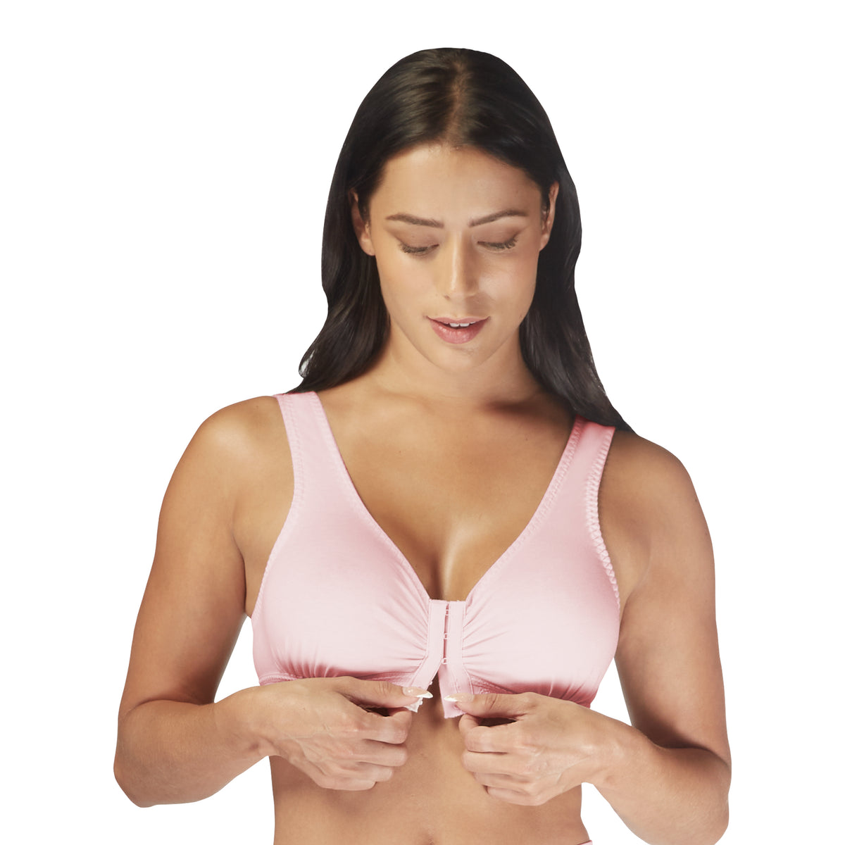 Carole Martin Full Freedom Cotton Front Closure Comfort Bra - Pink