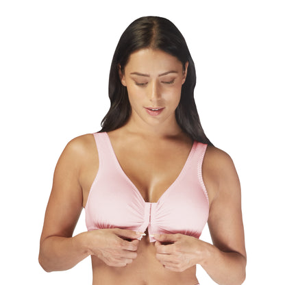 Carole Martin Full Freedom Front Closure Cotton Comfort Bra- Pink