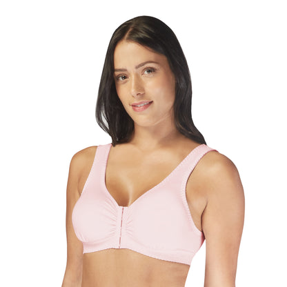 Carole Martin Full Freedom Front Closure Cotton Comfort Bra- Pink