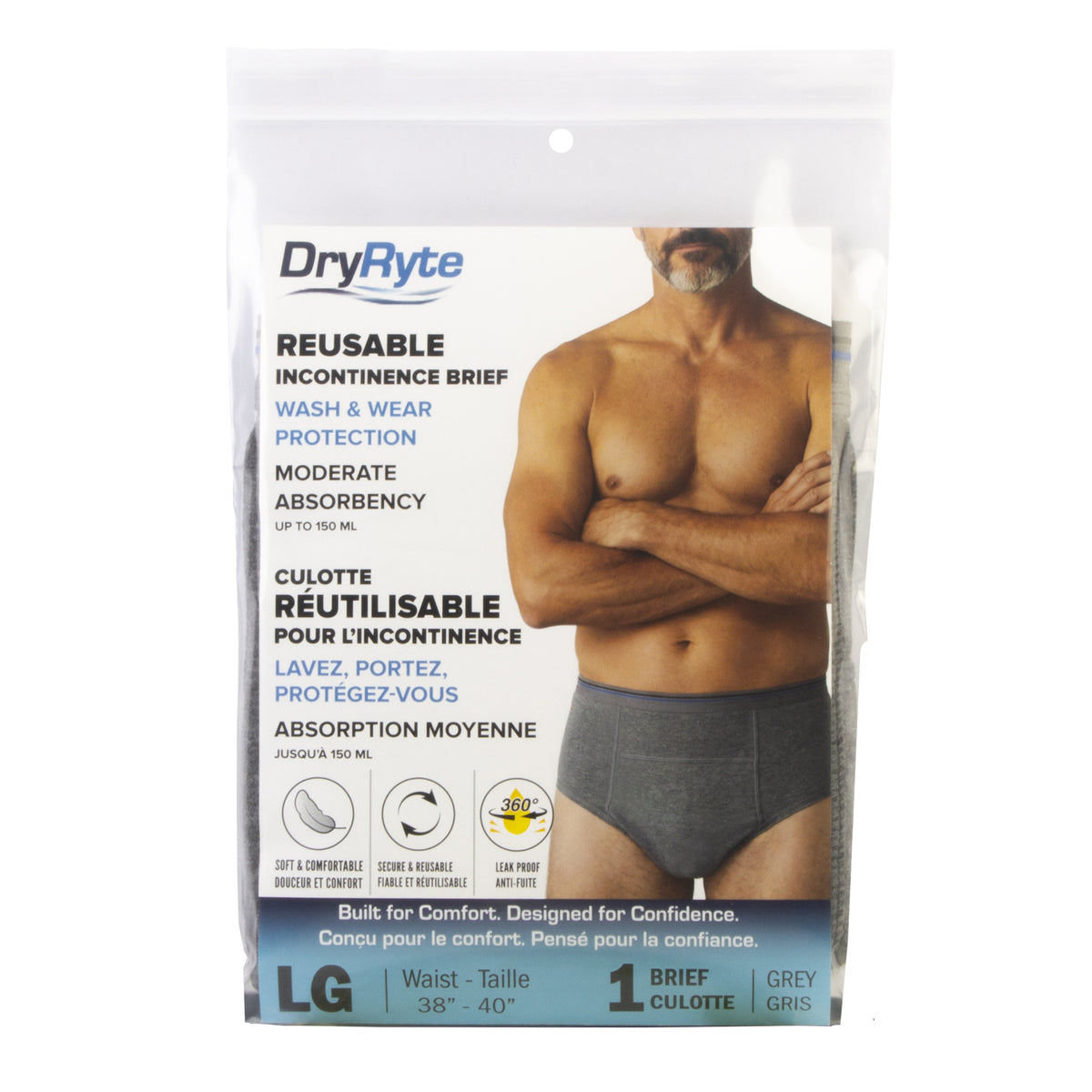 DryRyte Men's Reusable Incontinence Brief Style 8007