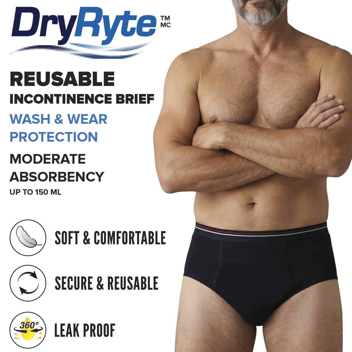 DryRyte Men's Reusable Incontinence Brief