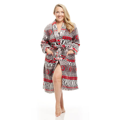 Women's Shawl Collar Full Length Soft Fleece Bath Robe
