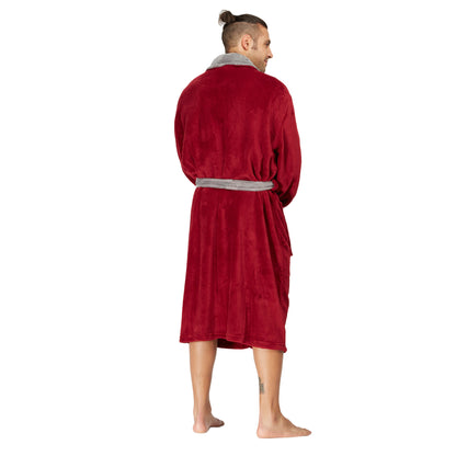 Men Bath Robe Soft Fleece Shawl Collar