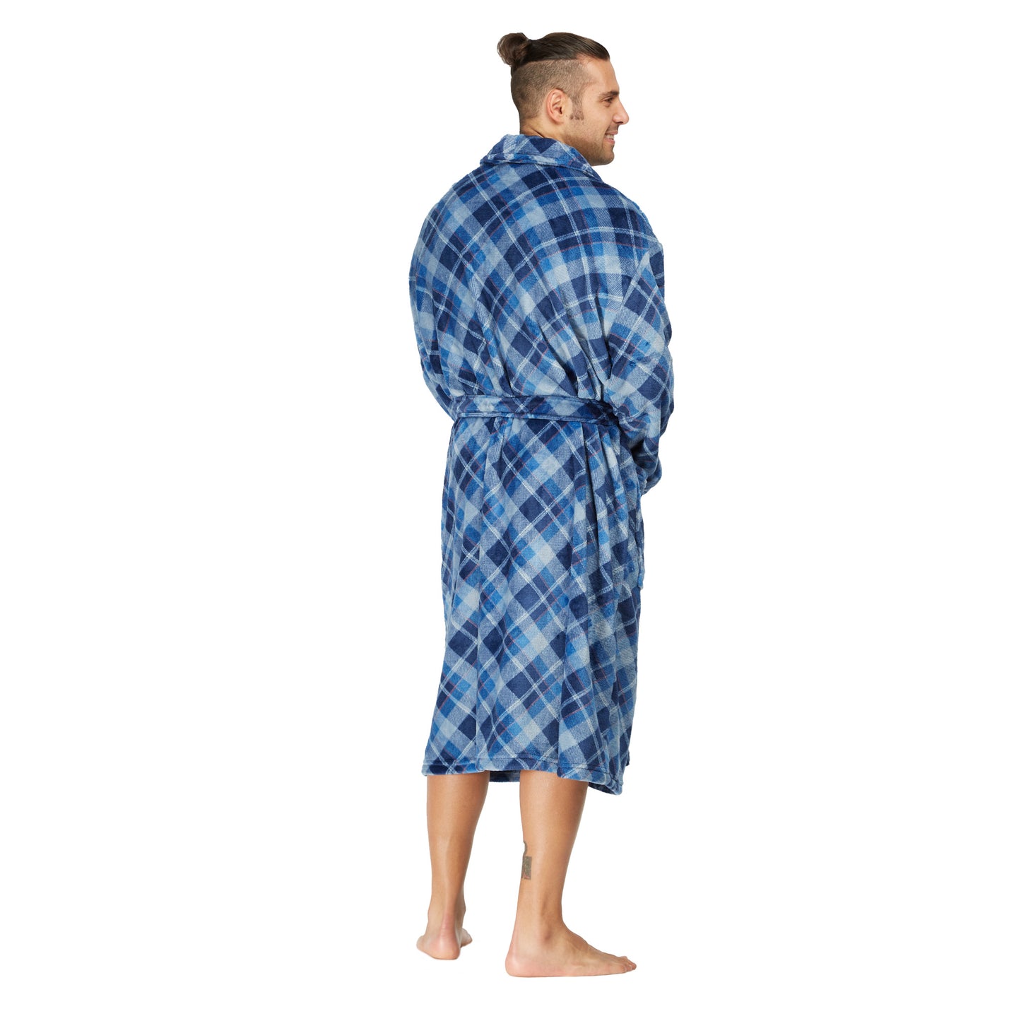 Men Bath Robe Soft Fleece Shawl Collar