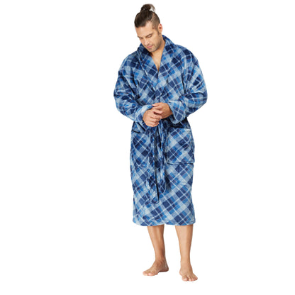 Men Bath Robe Soft Fleece Shawl Collar