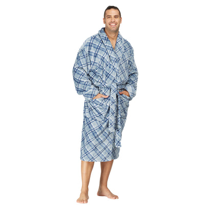 Men Bath Robe Soft Fleece Shawl Collar