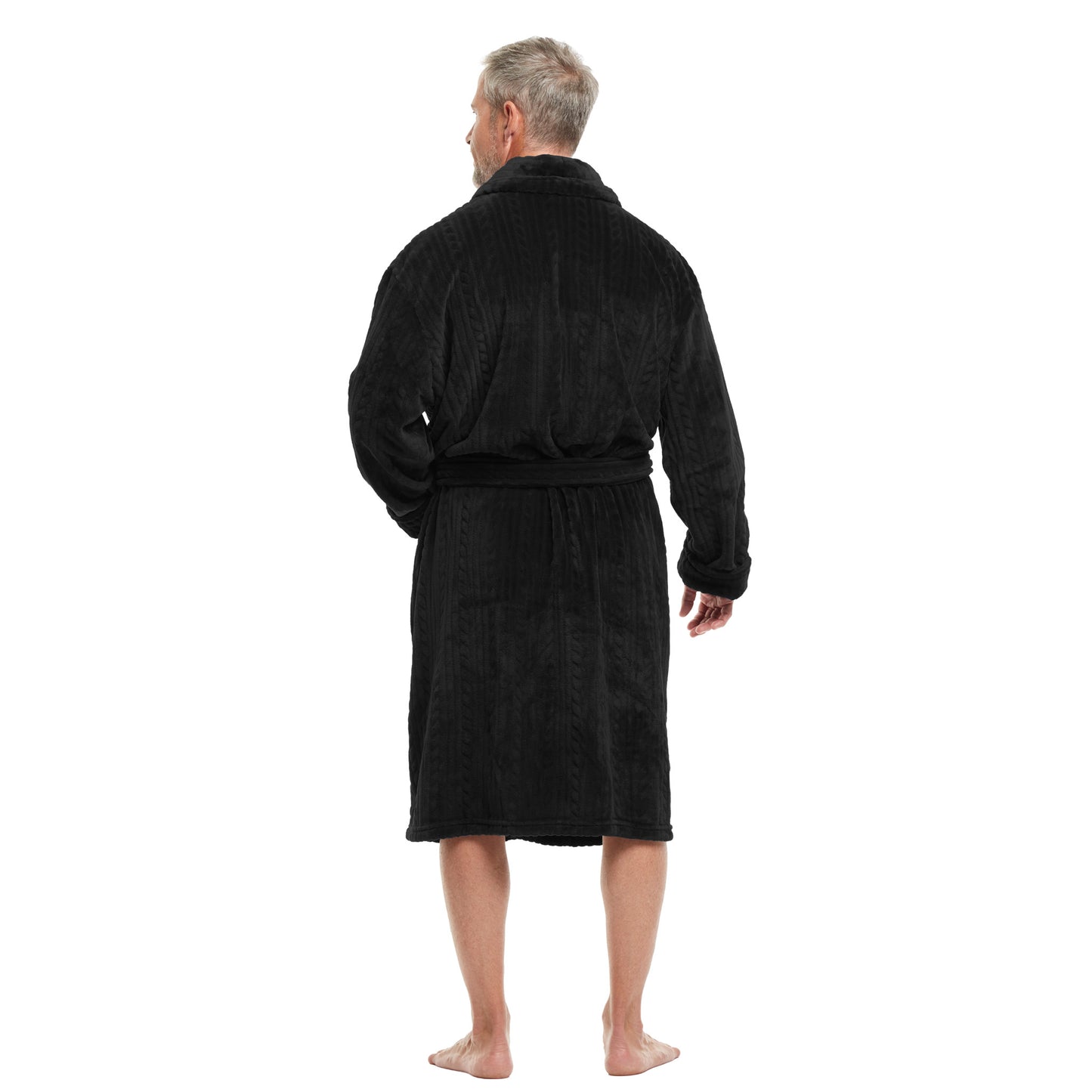 Men Bath Robe Soft Fleece Shawl Collar