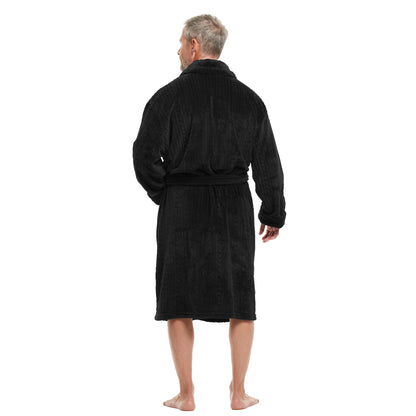 Men Bath Robe Soft Fleece Shawl Collar