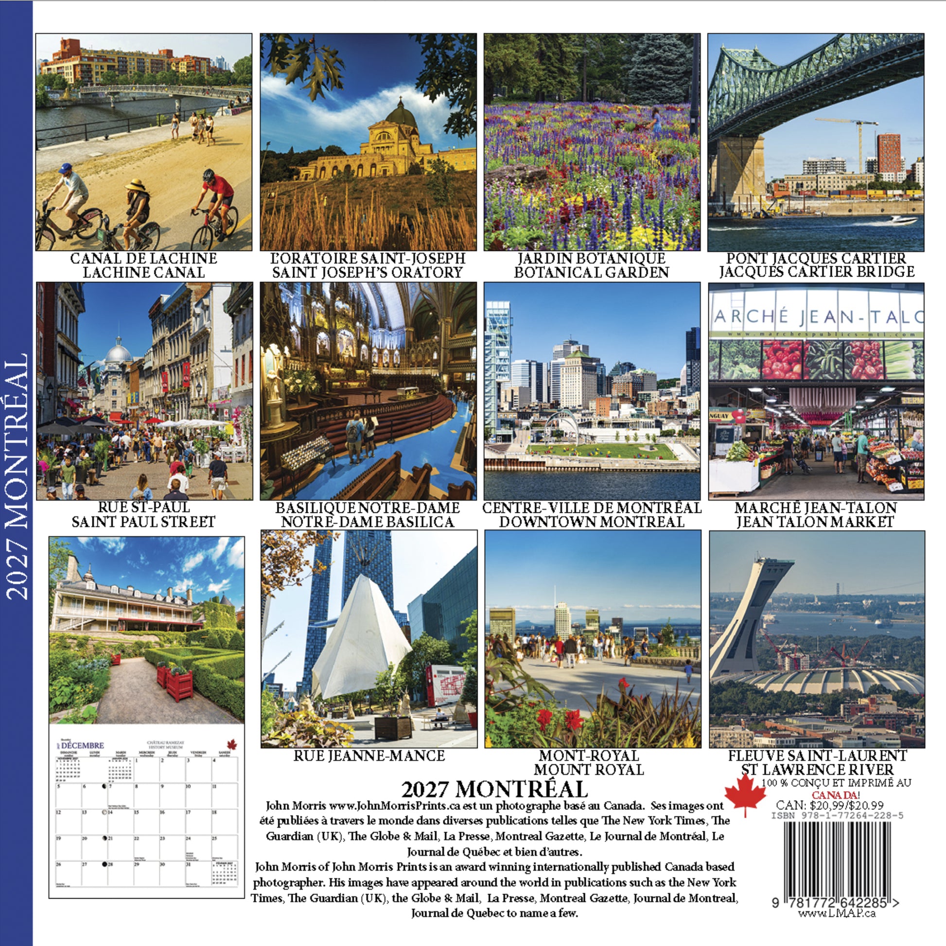 2027 Montreal bilingual wall calendar featuring Montreal photography by John Morris
