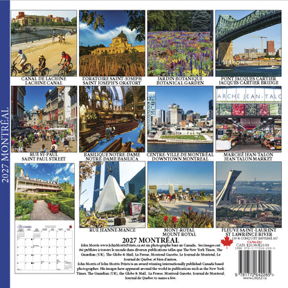 2027 Montreal bilingual wall calendar featuring Montreal photography by John Morris
