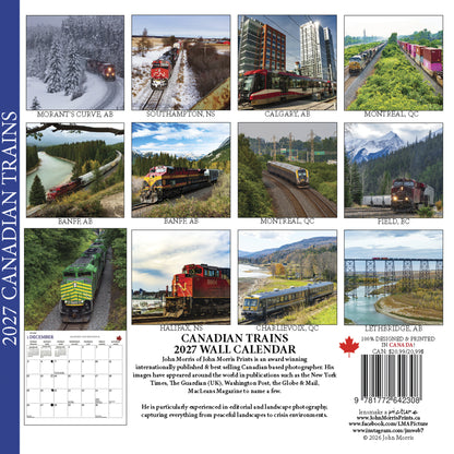 2027 Canadian Trains Large Wall Calendar featuring Canadian railway photography by John Morris