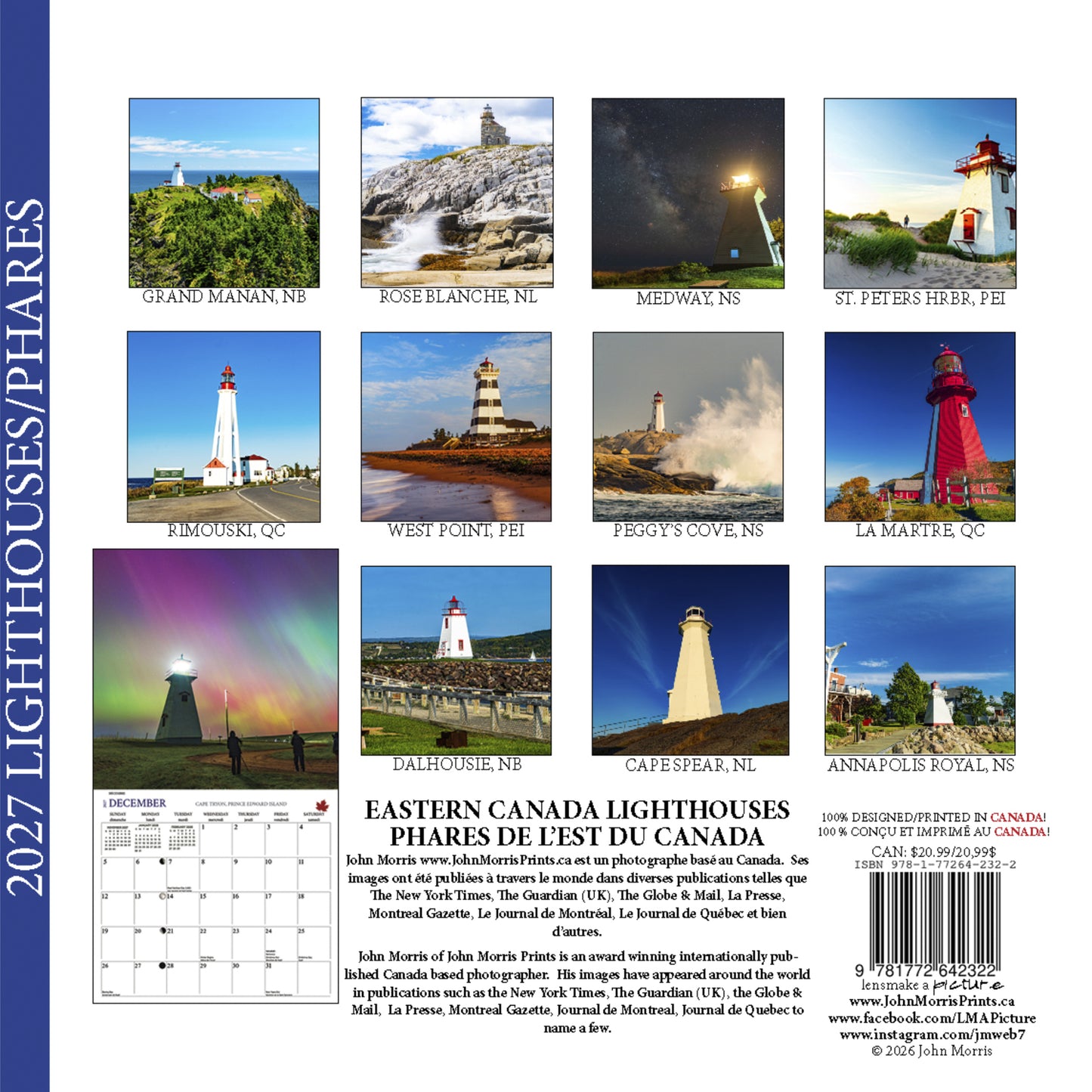 2027 Canada Wall Calendar Eastern Canada Lighthouse