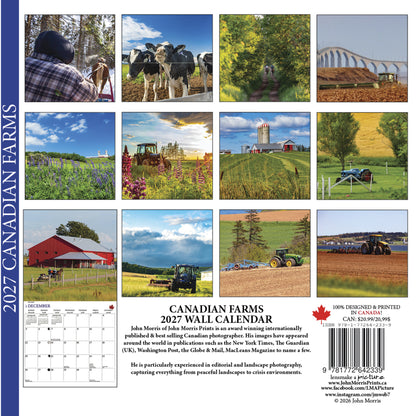 2027 Canadian Farms Large Wall Calendar featuring Canadian agricultural and farm photography by John Morris