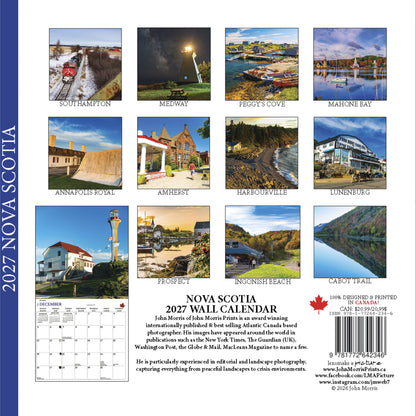 2027 Nova Scotia Large Wall Calendar featuring Canadian landscape photography by John Morris