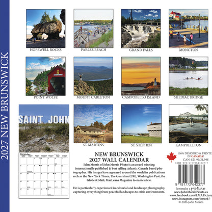 2027 New Brunswick Wall Calendar featuring New Brunswick landscape photography by John Morris