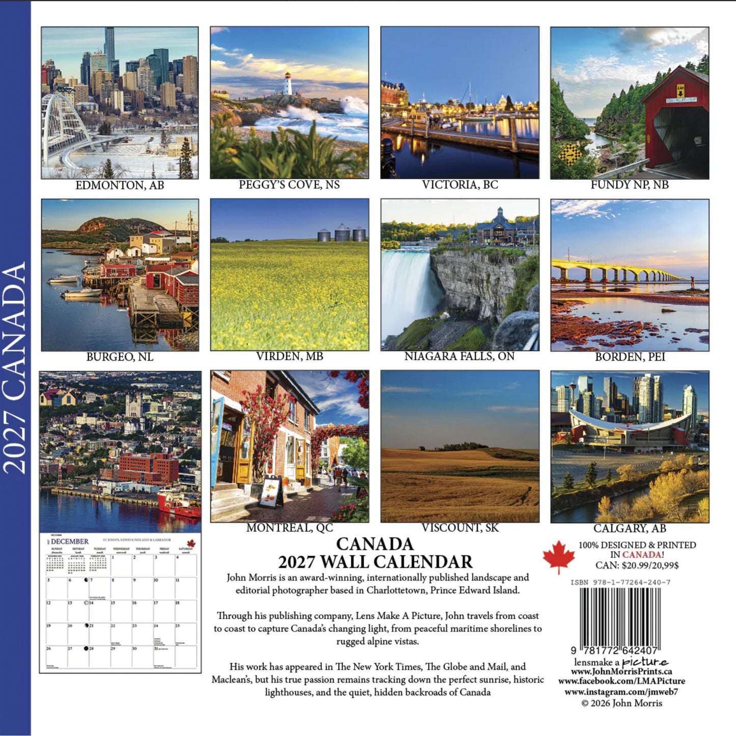 2027 Canada Wall Calendar Canadian Landscape Photography